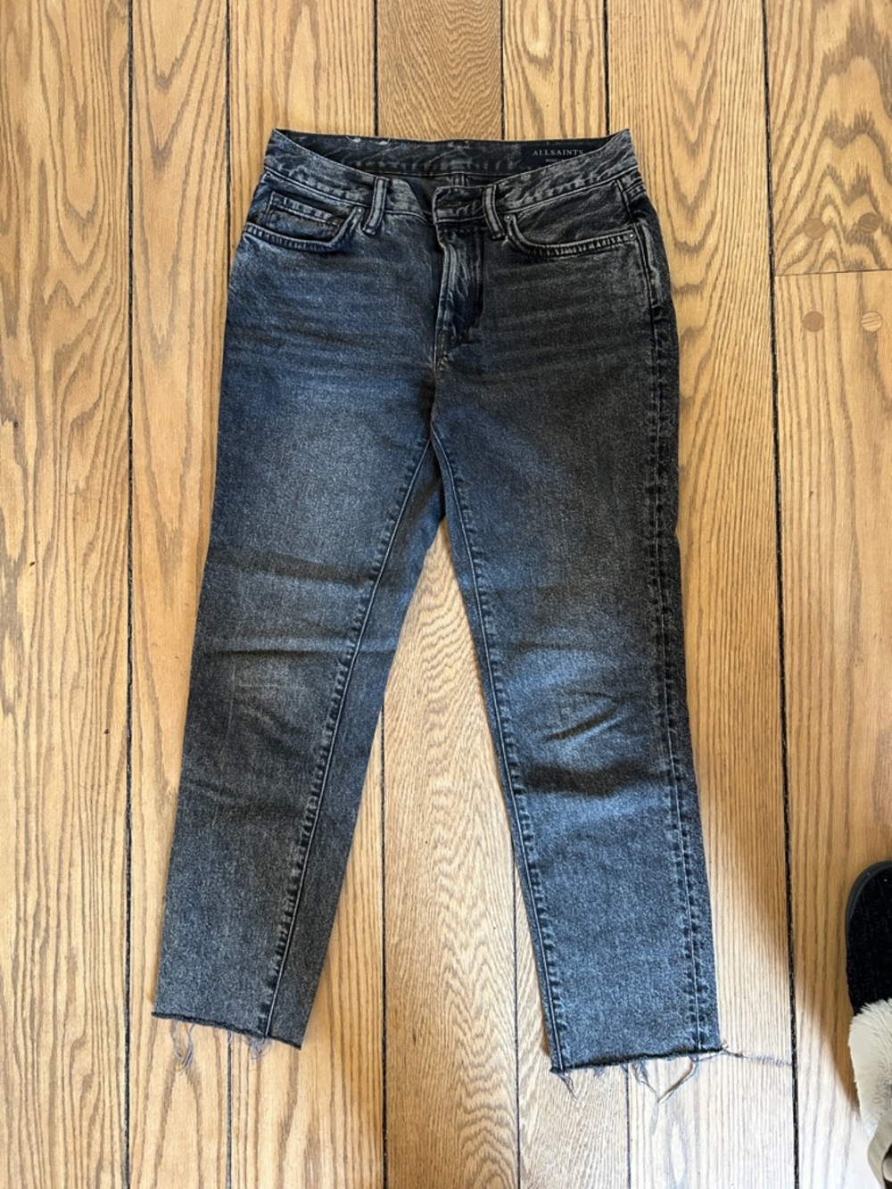 AllSaints Charcoal Washed Straight Jeans